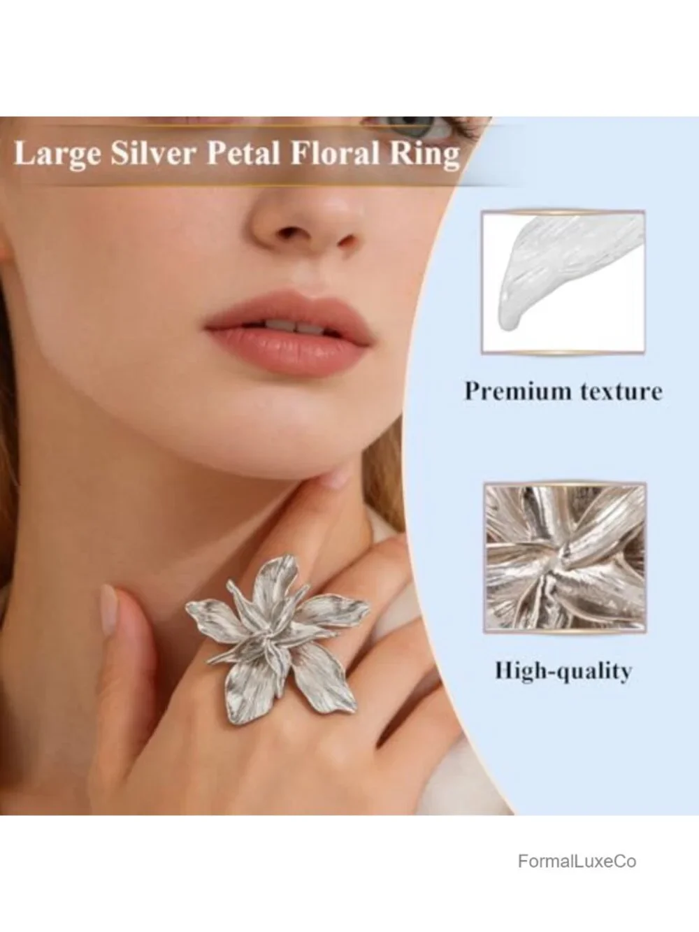 Large Chunky Flower Ring for Women, Statement Petal Ring, Unique Exaggerated